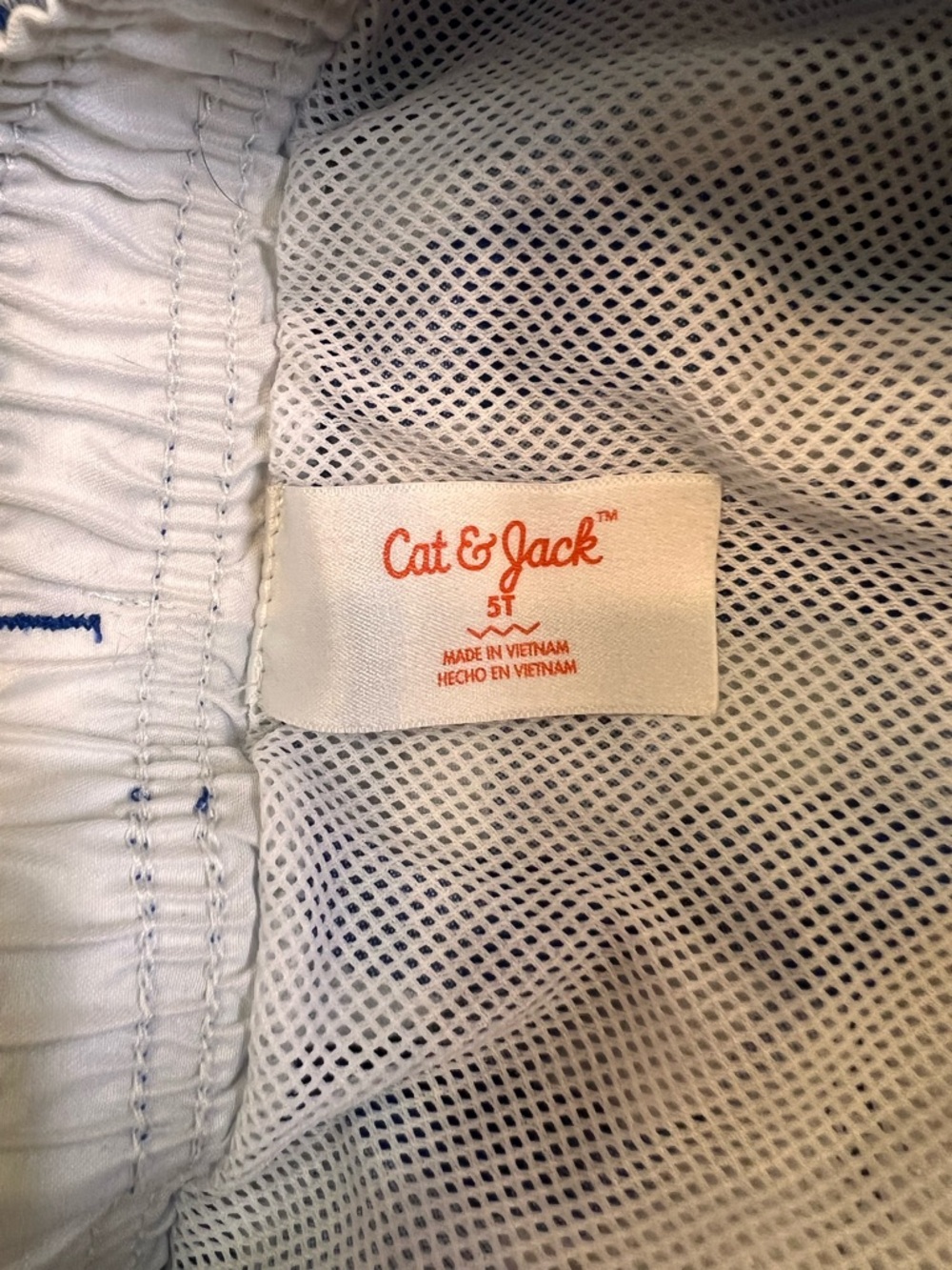 Cat & Jack, boy's size 5T gingham blue seersucker swim trunks with liner - Picture 3 of 10